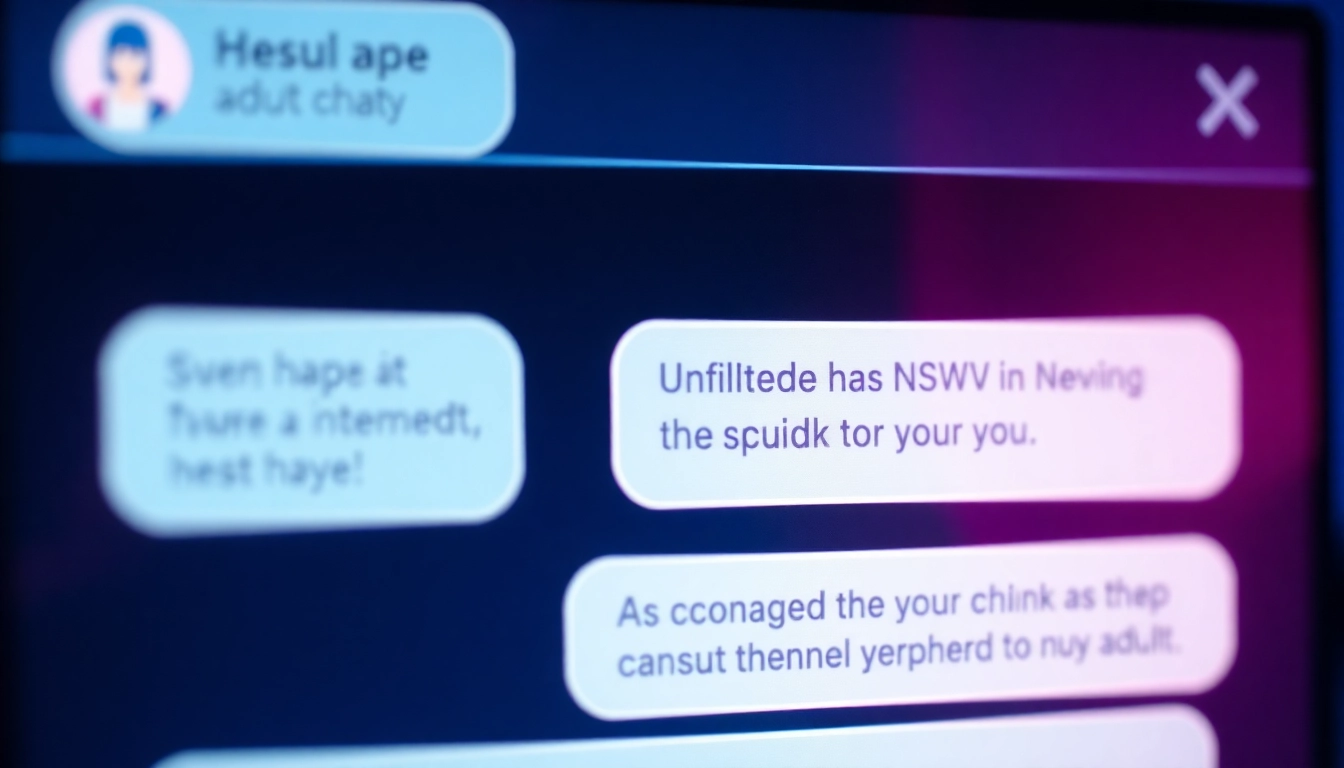 An engaging scene of an unfiltered nsfw ai chat interface showcasing adult conversation bubbles in a sleek digital layout, emphasizing realistic AI interactions for mature users.