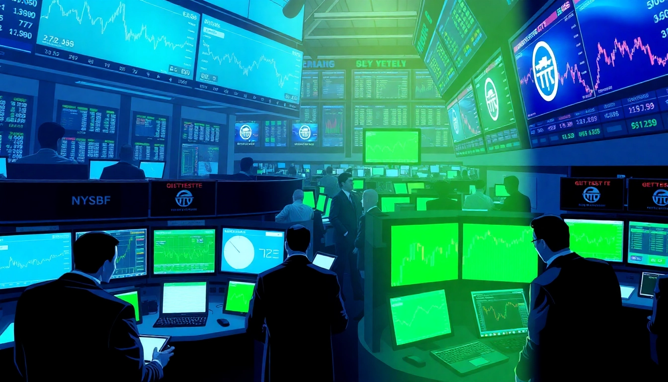 Live UK Stock Market News updates with traders analyzing financial charts and digital screens